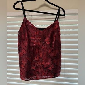 White House Black Market Red Sequin Top